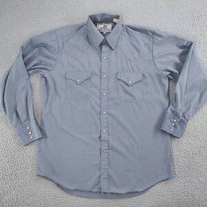 Vintage Ely Shirts Western Shirt Mens Large Gray Pearl Snap Cowboy Rodeo 70s 80s